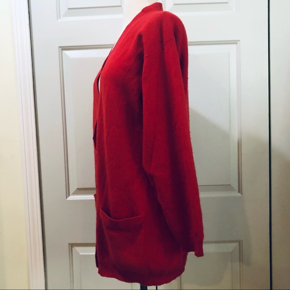 Charter Club Cashmere V Cardigan Button Down Ribbed Red Sweater Size M - Picture 3 of 10